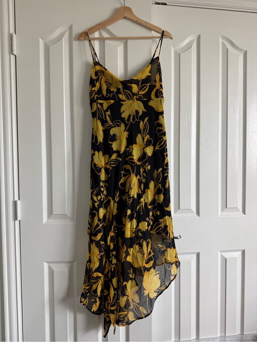 NWT C/MEO Collective On And Off Midi Dress Black Yellow Floral Print US 6 AU 10